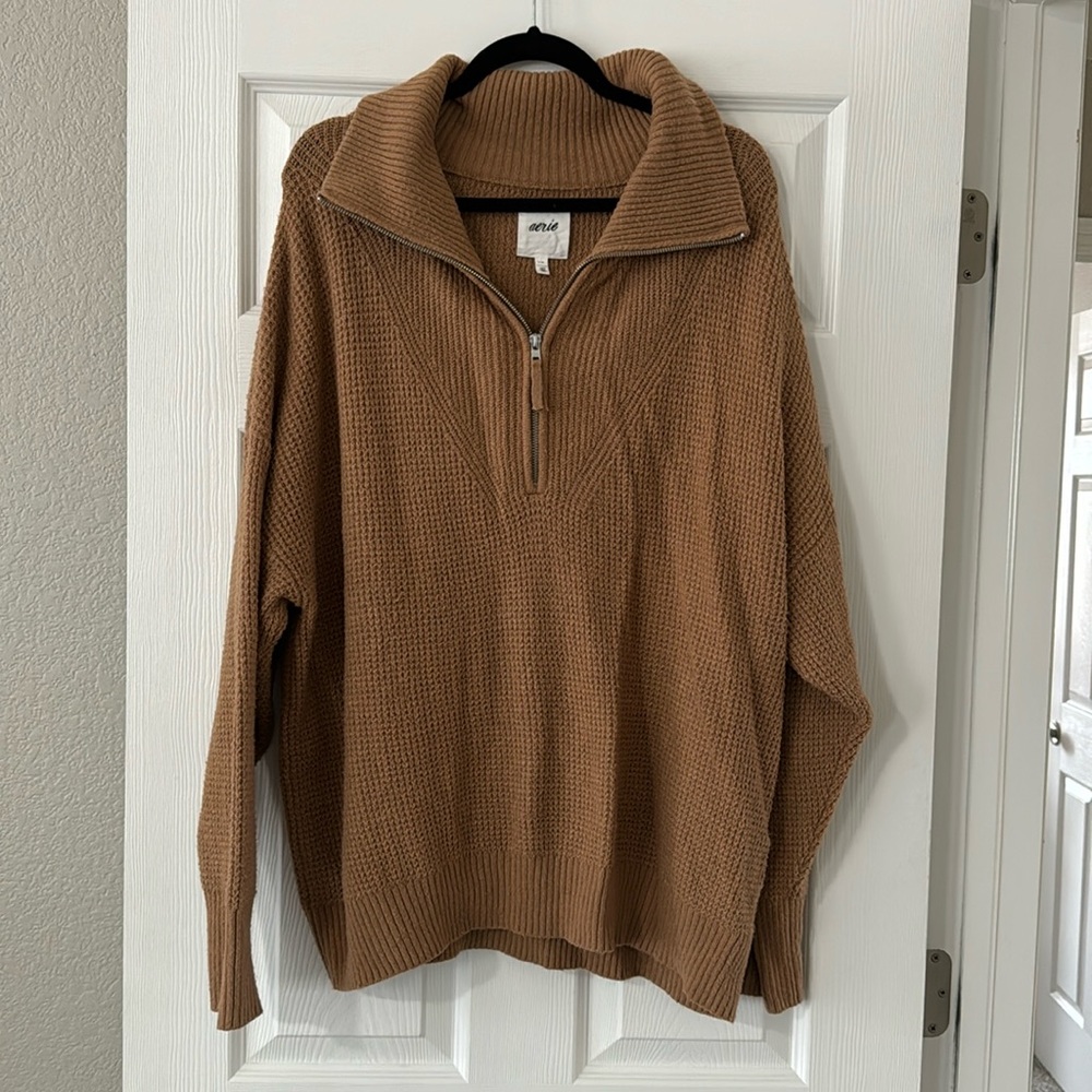 Aerie Waffle Quarter Zip Sweatee